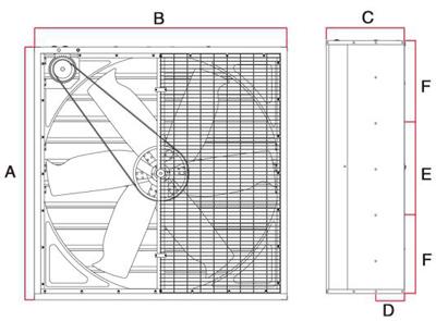 Exaustor axial comercial com persiana, Modelo DJF(Q)